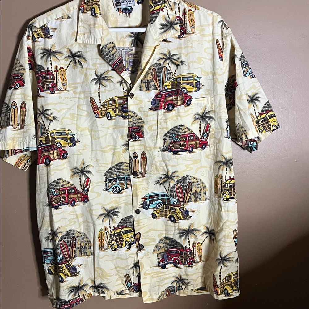 😄100% cotton Hawaiian vacation shirt trucks surfing